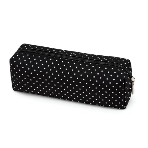 SXS LACONIC Polka Dot Pencil Case Cute Pencil Pouch for Work(Black) | Y2k Style Large Capacity Vintage Aesthetic Pencil Case Polka Dots for Office