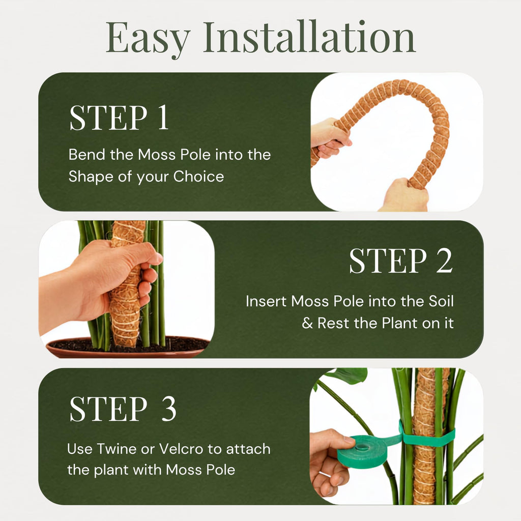 Imezos 2 Pack 30" Moss Pole for Plants – Moss Pole Monstera Plant Support | Bendable Plant Stakes for Indoor Plants – Moss Poles for Climbing Plants – Plant Sticks Support – Monstera Moss Pole Stakes