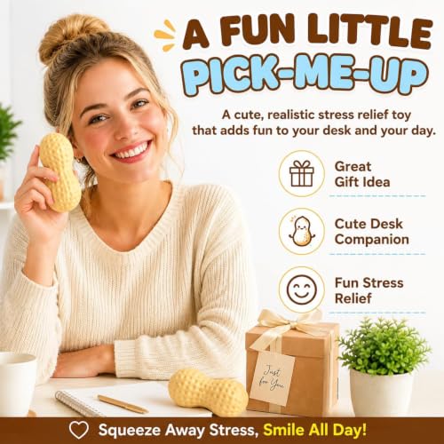 Crunchy Peanut Squishy Toys, Squeeze Fidget Toys for Stress Anxiety Relief | Peanut Squishy Crunchy Realistic Food Shaped Stress Balls, Soft Slow Rising Squishy Party Favors Birthday Gifts Adults Kids