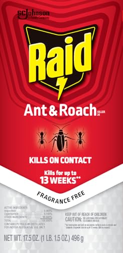 Raid Ant & Roach Killer Bug Spray, Fragrance Free, 17.5 oz, 2 Count | Kills Ants & Roaches on Contact, Keeps Killing For Up to 13 Weeks, For Home Use, No Lingering Chemical Odor