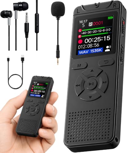 Cappsu Digital Voice Recorder with Playback, 32GB Built-in Memory Storage | Small Size, Voice Activated Recording, 1536Kbps Audio, A-B Repeat, Device Portable Mini for Lectures, Meetings, Interview etc