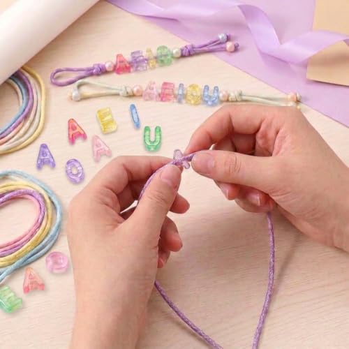 Leovqn 40Pcs AEIOU Large Letter Beads with Big Hole Bubble Alphabet Beads | Transparent Colorful Chunky Acrylic Letter Beads for DIY Keychains Bracelets Jewelry Bag Charms