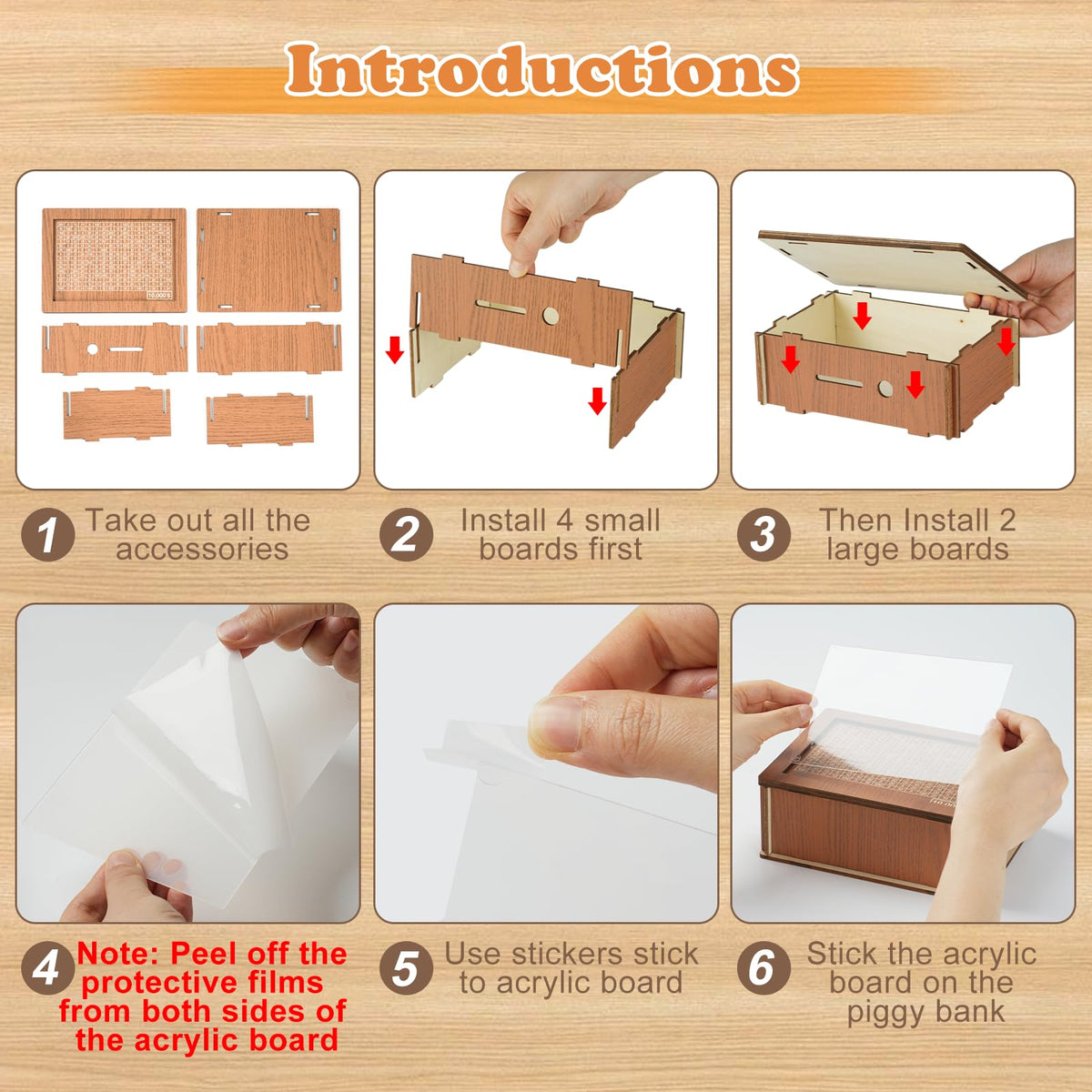 10000 Savings Challenge Box, Money Saver Box 10k Smash, Wooden Digital Save Piggy Bank for Adults Kids, Cash Vault Wooden Savings 10,000 Dollar, Caja De Ahorros, Cashbox Kakeibo