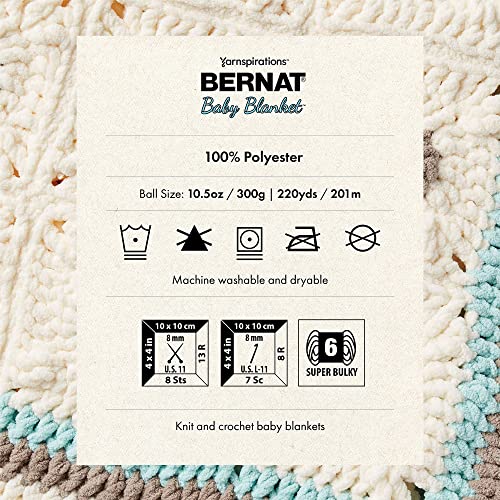 Bernat Baby Blanket Big Ball Vanilla | #6 Super Bulky Yarn, 100% Polyester, Soft Baby Blanket Yarn for Crochet, Knitting & Crafts, 220yds, 300g/10.5oz, 1 Pack