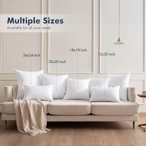 MIULEE 18x18 Throw Pillows Inserts 2 Pack, Decorative Pillows for Couch Bed | 100% Virgin Filling, Full and Fluffy, Lumbar, Back and Neck Support