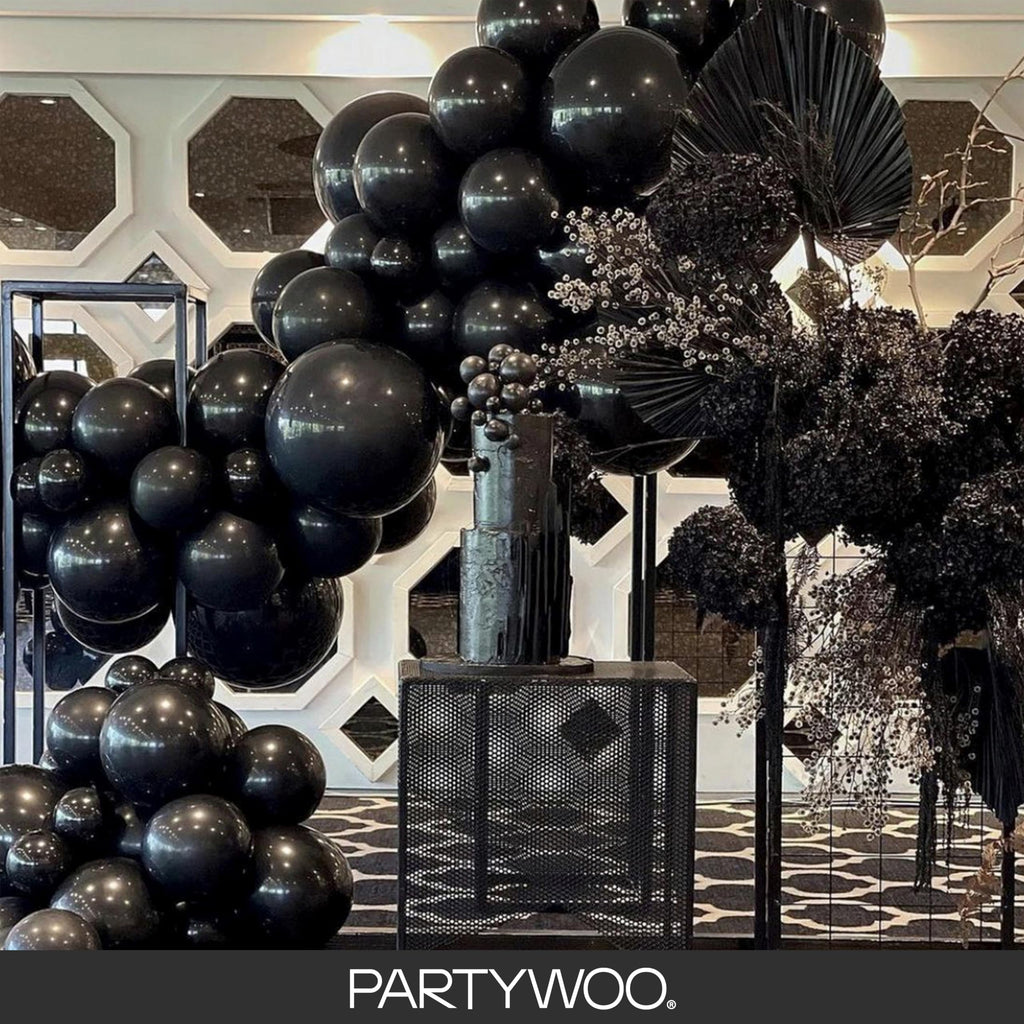 PartyWoo Black Balloons 140pcs Different Sizes of 18 12 10 5 Inch | Balloons for Baby Shower Birthday Graduation Casino Gaming Anniversary Retirement Baby Party Decorations Black-Y18