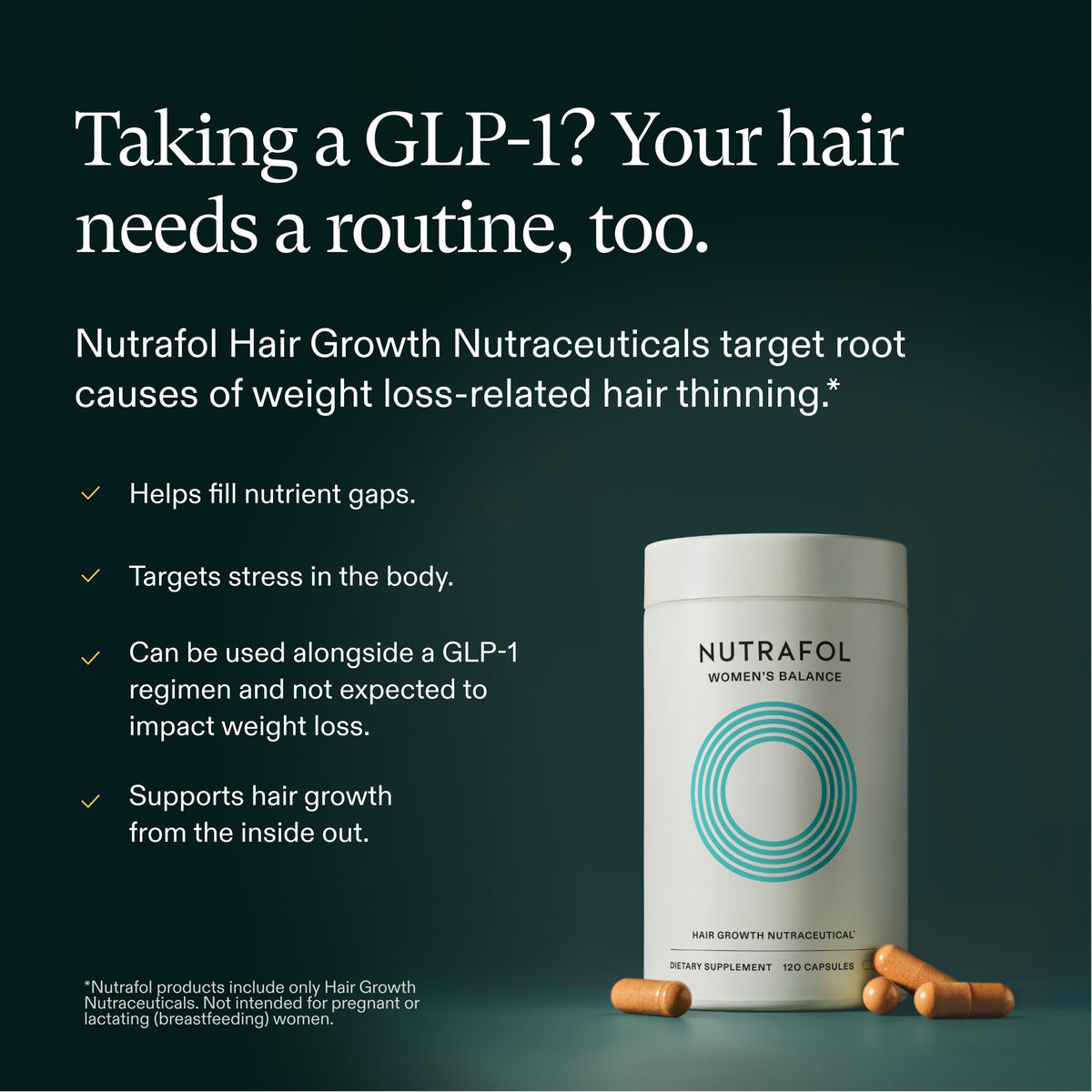 Nutrafol Women's Balance Hair Growth Supplements, Age 45+, 1-Month Bottle | #1 Dermatologist-Recommended Hair Growth Supplement Brand, Clinically Tested for Visibly Thicker Hair and Scalp Coverage