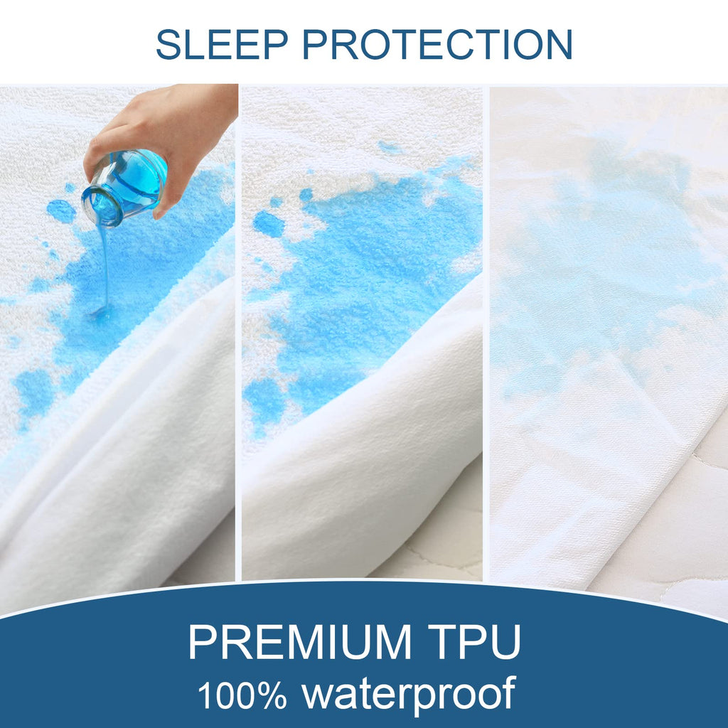 Queen Size Mattress Protector Waterproof,Absorbent Fitted Sheet | up to 18" Deep Pocket,Mattress Cover Queen Size Bed Sheets,Terry Machine Wash Protection Mattress Protector