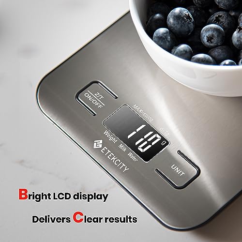 Etekcity Food Kitchen Scale, Digital Grams and Ounces, 11lb | Tare function, ideal for baking, weight loss, keto, meal prep, packages, liquids and jewelry, 304 Stainless Steel