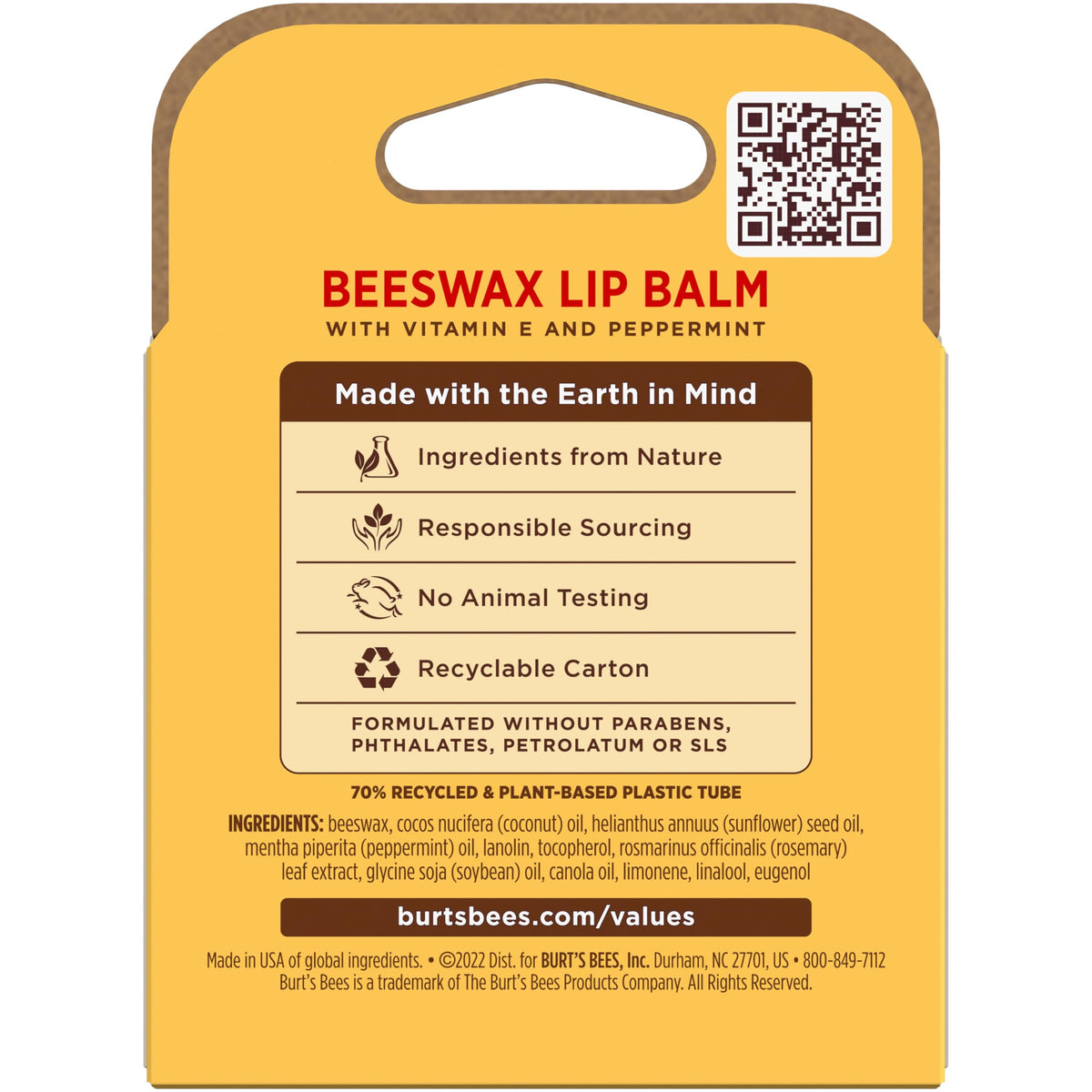 Burt's Bees 100% Natural Moisturizing Lip Balm (Original Beeswax) | Lip Moisturizer with Beeswax, Tint-Free, 100 Percent Natural Origin Conditioning Treatment, Easy to Take Anywhere