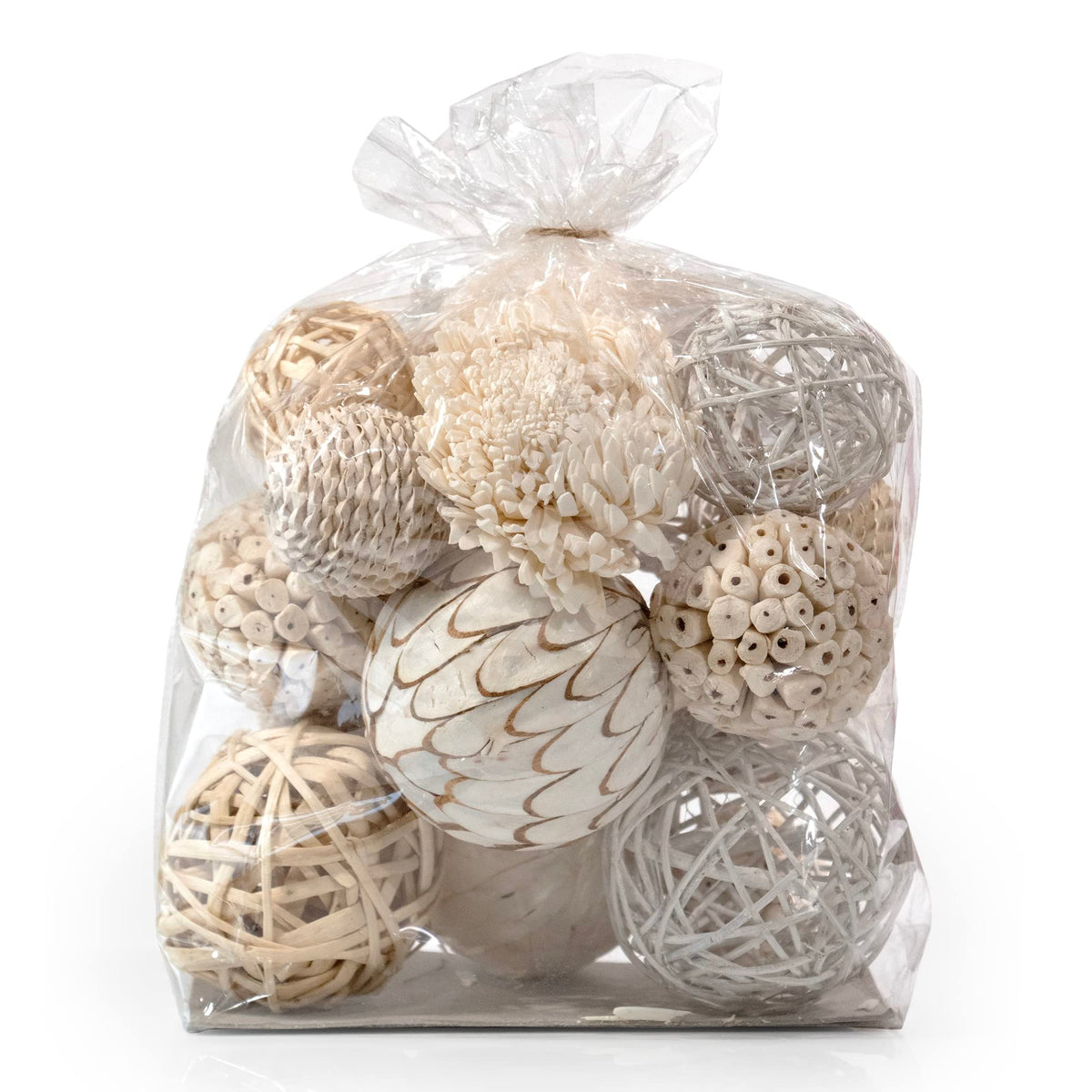 ANDALUCA Large Decorative Balls Bowl Filler Decor Orbs White & Cream (Natural White)