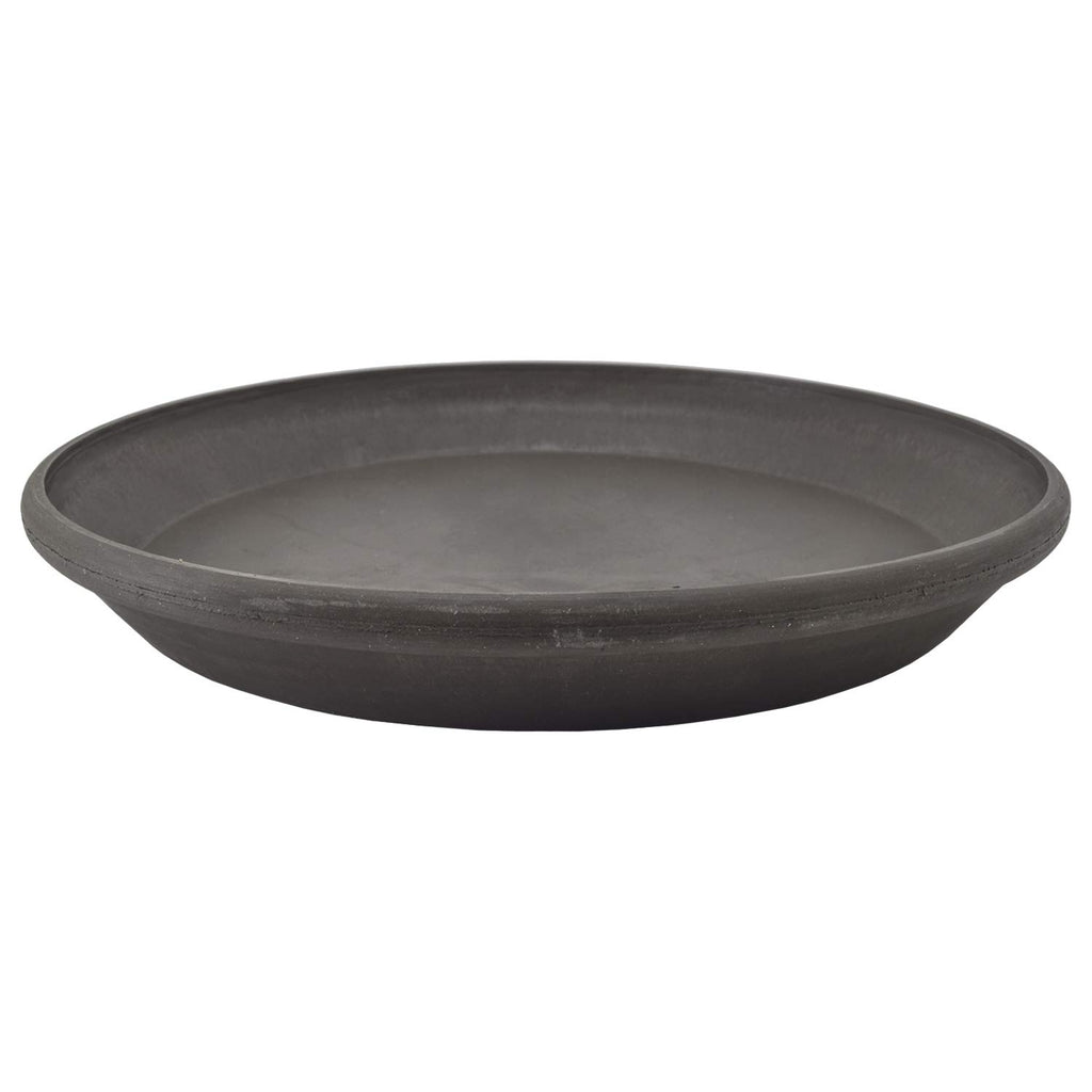 PSW Pot Collection AP35DC 14-inch Plastic/Stone/Wood Composite Plant Saucer Drip Tray – No Drainage Hole (Drillable), Indoor/Outer Water Tray, Dark Charcoal