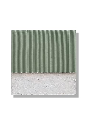 NANKAI Art Hand-Painted White and Green Textured Oil Painting Modern Minimalist Abstract Art. 24x24 inches. Decorative wall Hanging for Home or Office Corridor