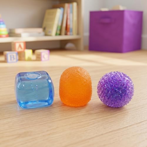 J’Adore 3 Pack Squishy Toys for Kids, Sensory Stress Relief Toys Set, Fun Cube, Gum Droppable & Spiky Orb, Soft Squeeze Fidget Toys for Toddlers Ages 3+, Party Favors & Gifts