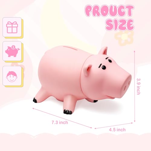 Hamm Piggy Bank Cute Pink Pig Money Box Plastic Saving Coin Box with Color Package Money Bank Great Gift Toy for Kid Children Girls Boys