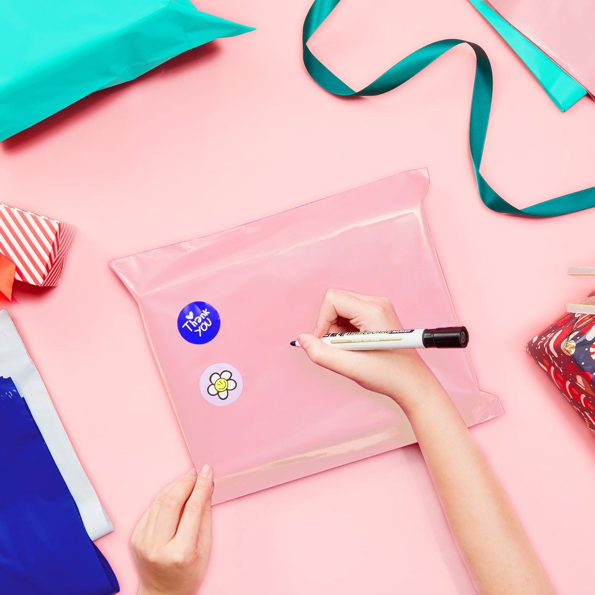 Fuxury Poly Mailers 14.5x19 Inch 50pc Shipping Bags for Small Business Pink | Mailing Envelopes for Clothing,Self Seal Shipping Envelopes Waterproof Poly bags Durable Packaging Bags