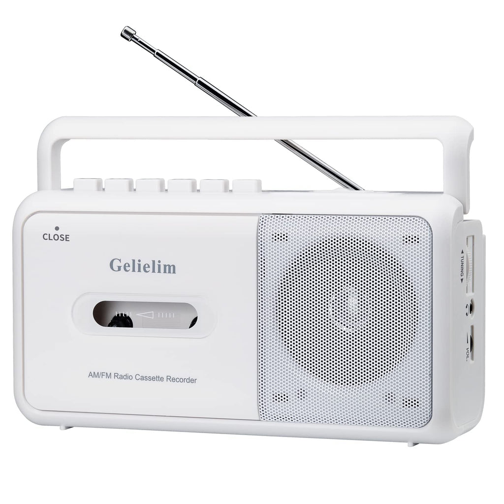 Cassette Tape Player, Portable Radio Cassette Player, Tape Recorder Cassette Player with Speaker,Headphone Jack, Battery/AC Power Casette Player, for Home and Travel, Elderly Gift,White
