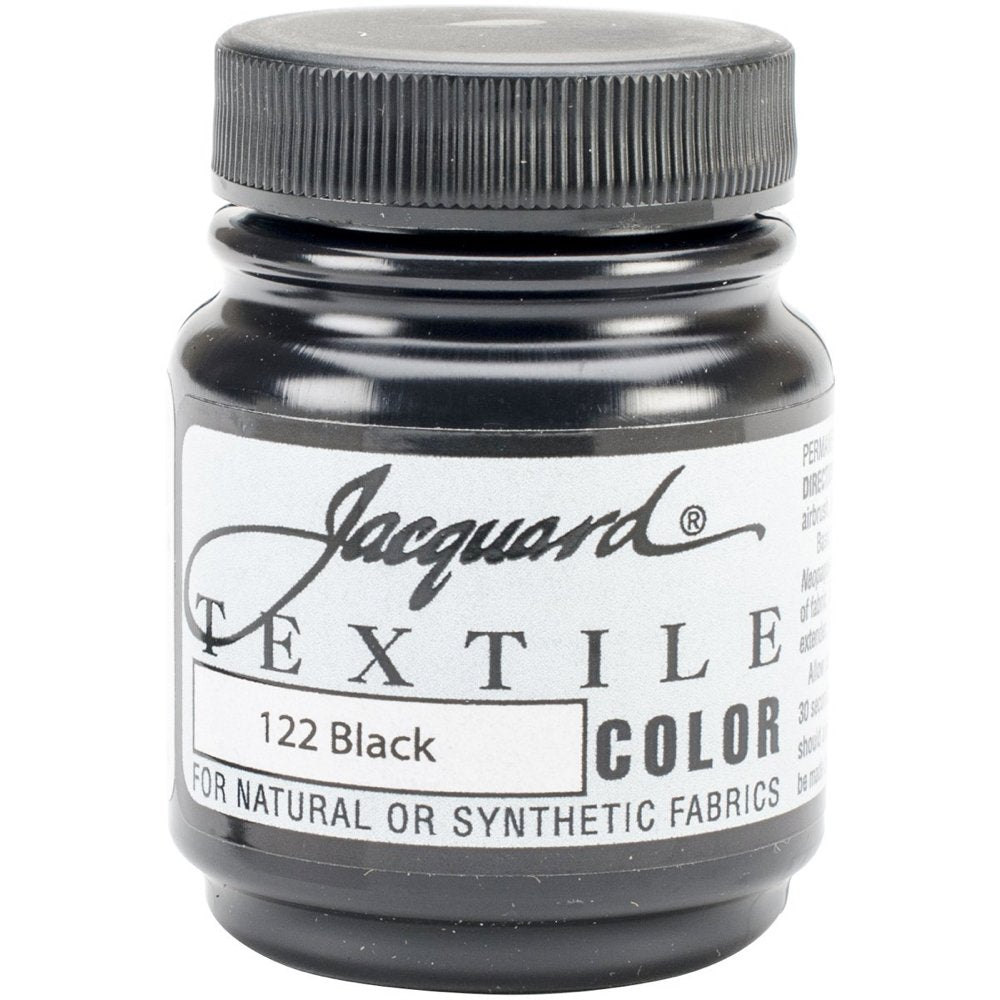 Jacquard Textile Color Black - Permanent Fabric Paint for Clothes, Furniture Upholstery, Shoes or Tote Bags – Indoor & Outdoor 2.25 Oz Jar, Upholstery