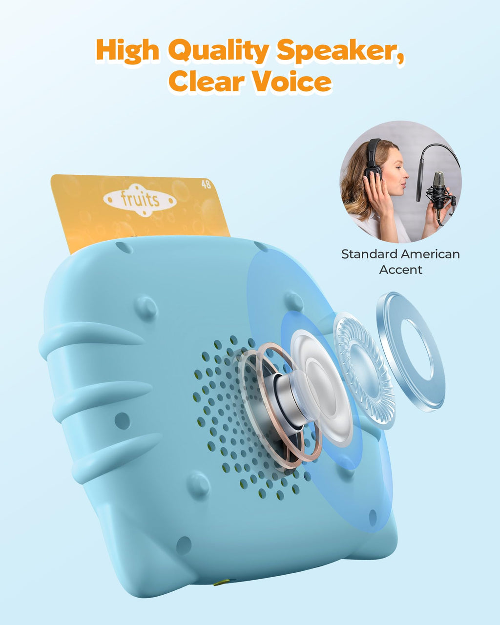 Airbition Talking Flash Cards for Toddlers Ages 1‑4,224 Words English Blue | Montessori Language Learning Toys with 224 Words, Pocket Speech Therapy Toys, Sensory Learning Kit, Educational Toys for Kids