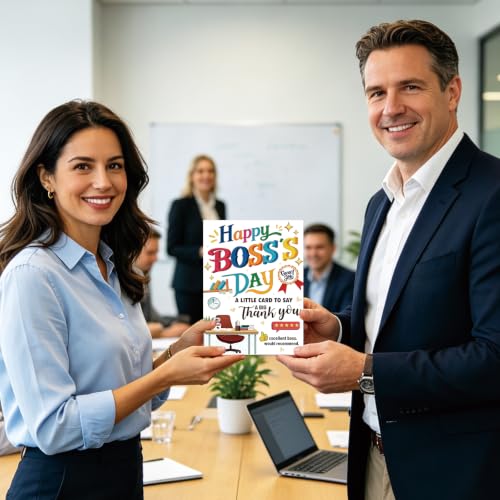 Zyulin Boss Day Card, Happy Boss's Day Card Gifts for Men Women | Thank You Boss Day Card with 5-Star Leader Message, Funny Boss Appreciation Card from Employees