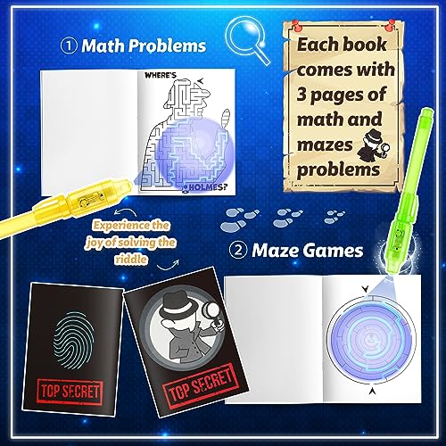 Joycover 24 PCS Invisible Ink Pen with UV Light for Kids, Spy Pens and Notebook，Birthday Party Favors for Kids 4-8, School Prize Goodie Bag Stuffers, UV Pen for Secret Message Escape Room