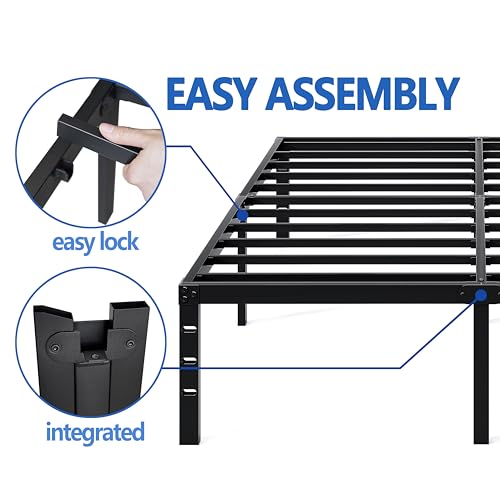 NEW JETO Metal Bed Frame,Queen Size Bed Frame with Storage Space,14 Inch | Heavy Duty Sturdy Mattress Foundation,Easy Assembly,No Box Spring Needed, Black
