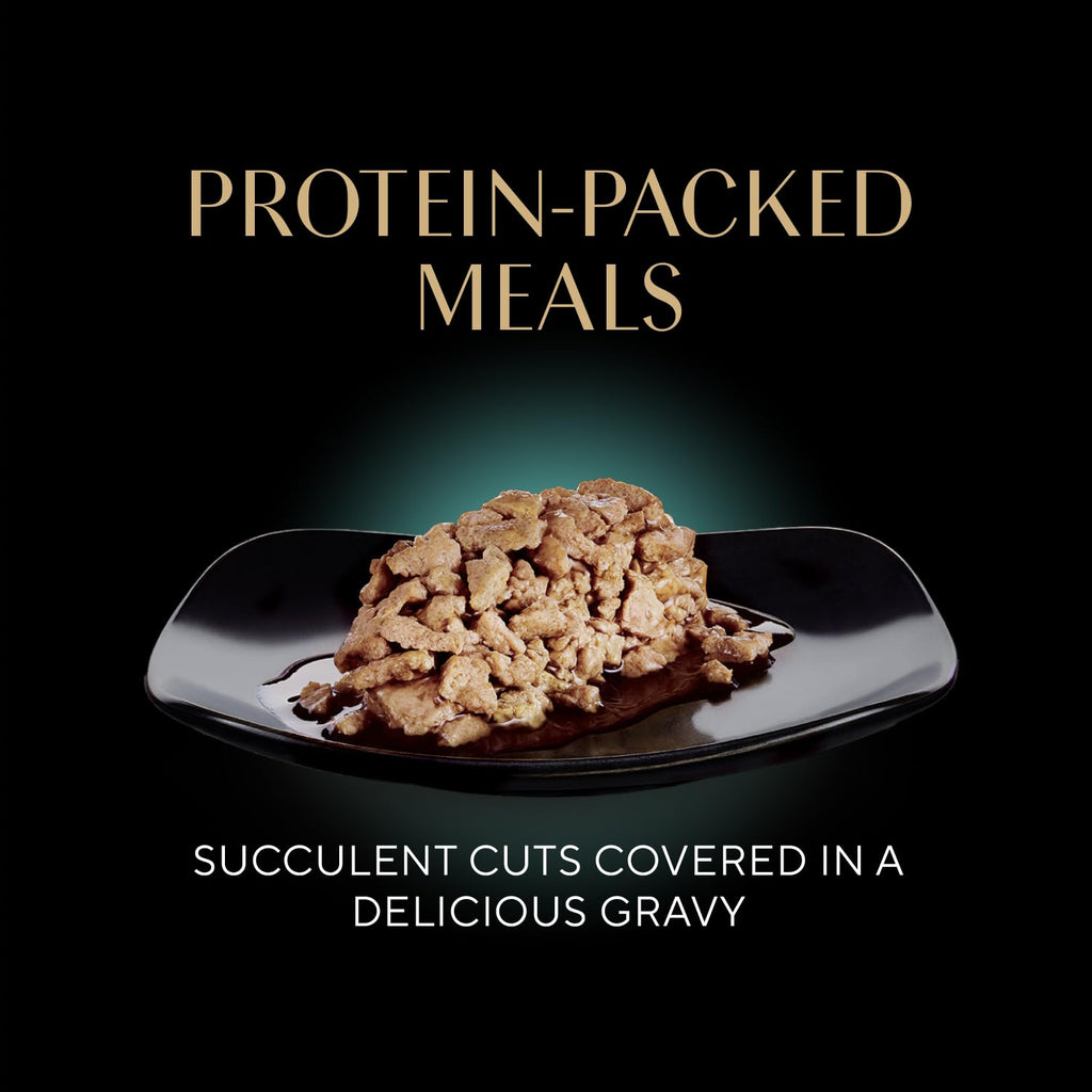 Sheba Perfect Portions Cuts Wet Cat Food, Multipack, 2.6 oz, 24 ct | Chicken, Salmon & Turkey cuts in gravy, grain-free, protein-rich, no corn/soy, essential vitamins & minerals, twin-pack trays