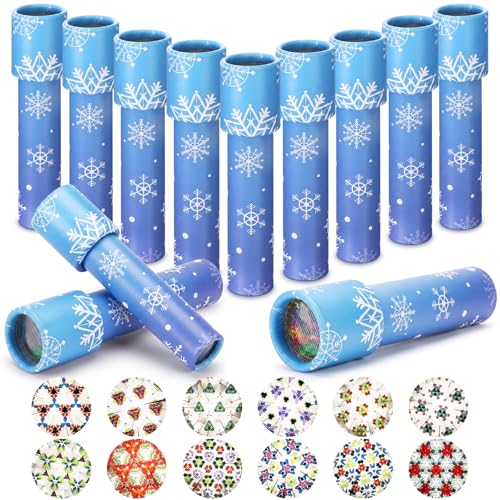 RoundFunny 12 Pcs Snowflake Birthday Party Favors Snowflake Kaleidoscopes Nostalgic Toys Educational Toys Goodie Bags Stuffers for Kids Classroom School Return Gifts Carnival Prizes