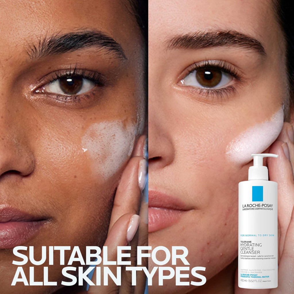 La Roche-Posay Toleriane Hydrating Gentle Facial Cleanser, with Niacinamide | Face cleanser with niacinamide & ceramides, safe for sensitive skin. Daily face wash for normal to dry skin, fragrance free.