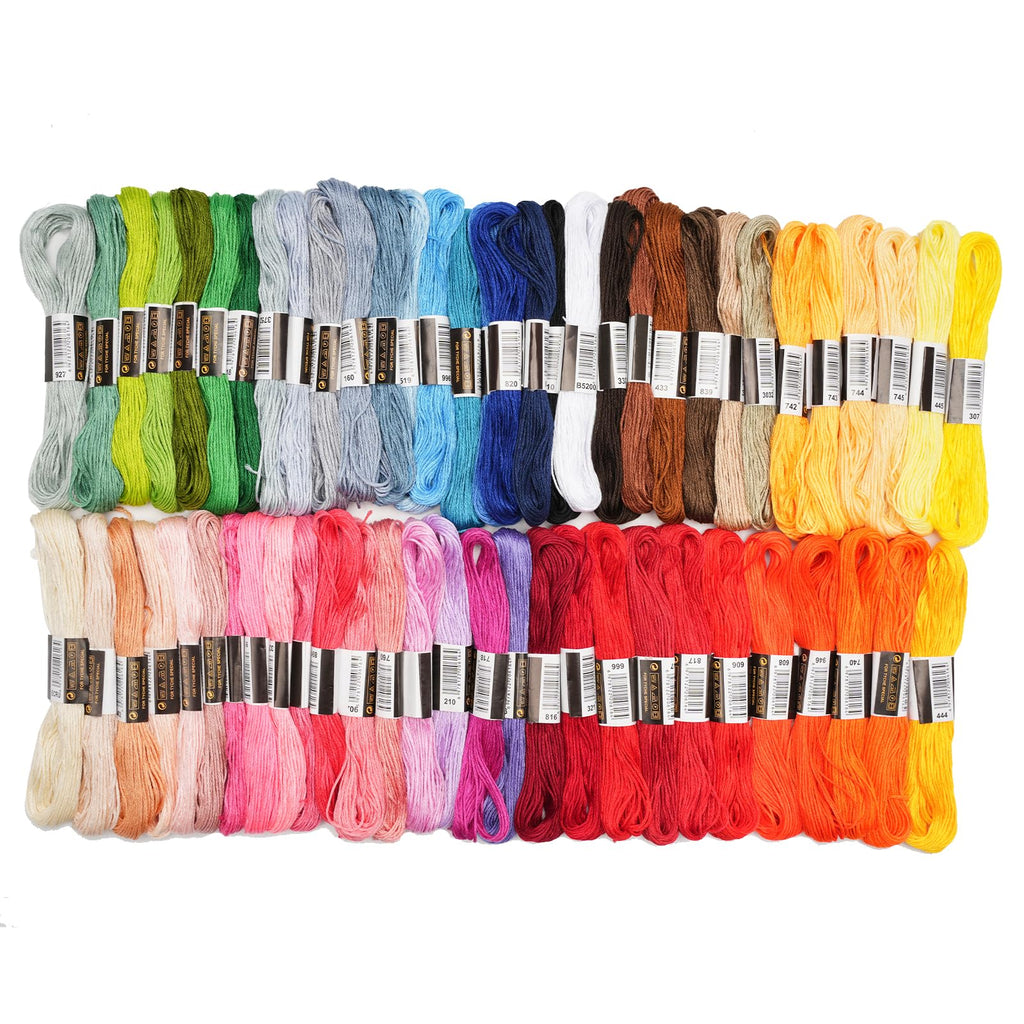 70 Skeins Embroidery Thread Friendship Bracelet String Floss Kit Yarn | Rainbow Thin Threads for Beginners, Cross Stitch, Sewing, Needlepoint, Crochet Craft, Patterns for Hair Wrap & Shirt Lanyard