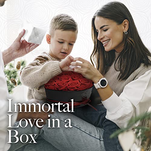 GLAMOUR BOUTIQUE Preserved Flowers, 16 Forever Red Roses in Heart Gift Box | Unique floral present for women, anniversary gifts for her, mom or wife, cute birthday idea, will you be my girlfriend box