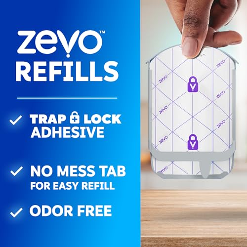 Zevo Flying Insect Trap Refill Cartridges for Fruit Flies & Gnats, 4 Count | Fits Zevo MAX & Zevo Flying Insect Trap, Catches House Flies, Gnats & Fruit Flies 24/7, No Added Fragrance or Dyes