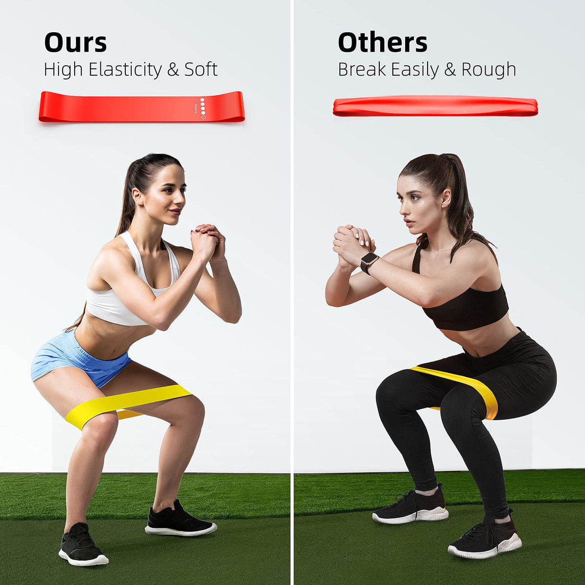 Resistance Bands Exercise Bands Set, 5-Levels for Home Gym, Yoga & Pilates | Elastic Stretch Bands for Strength Training, Physical Therapy, Leg Glute Arm Workouts, Men Women