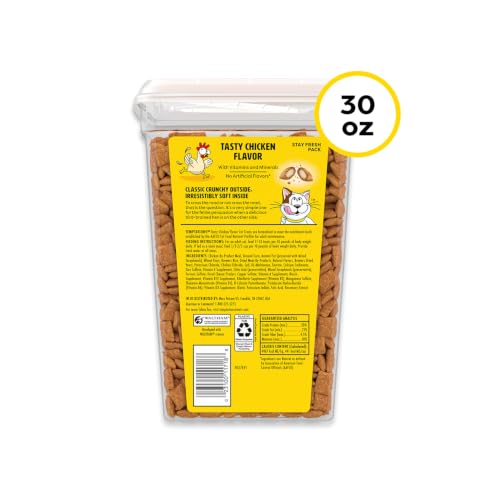 Temptations Classic Crunchy and Soft Cat Treats, Tasty Chicken, 30 oz | Under 2 calories per treat, crunchy outside & soft inside, resealable tub, 100% complete & balanced, snack, meal or topper
