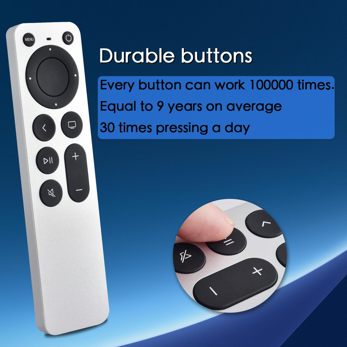 Replacement for Apple TV Remote,for Apple TV HD/4K(1-3Gen),Apple TV Gen 1-3 | Compatible with Apple TV/Apple TV HD/4K A1218 A1378 A1427 A1469 A1625 A1842 A2169 A2737 A2843 with TV Control Function