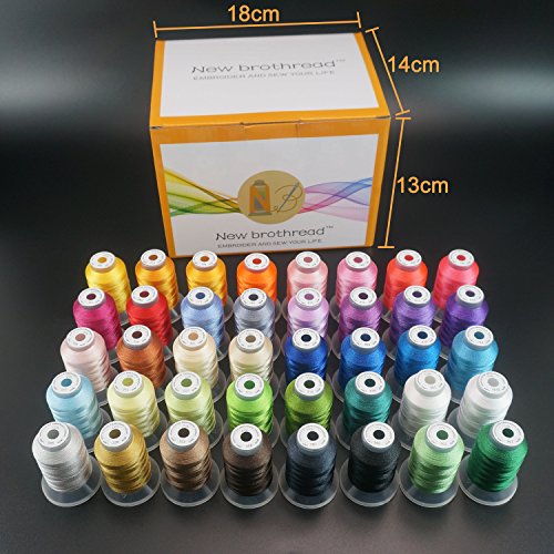 New brothread 40 Colors Polyester Embroidery Machine Thread Kit | Colors Compatible with Brother, 40WT, 500M/550Y spool, Compatible with Brother Babylock Janome Singer Pfaff Bernina Machines
